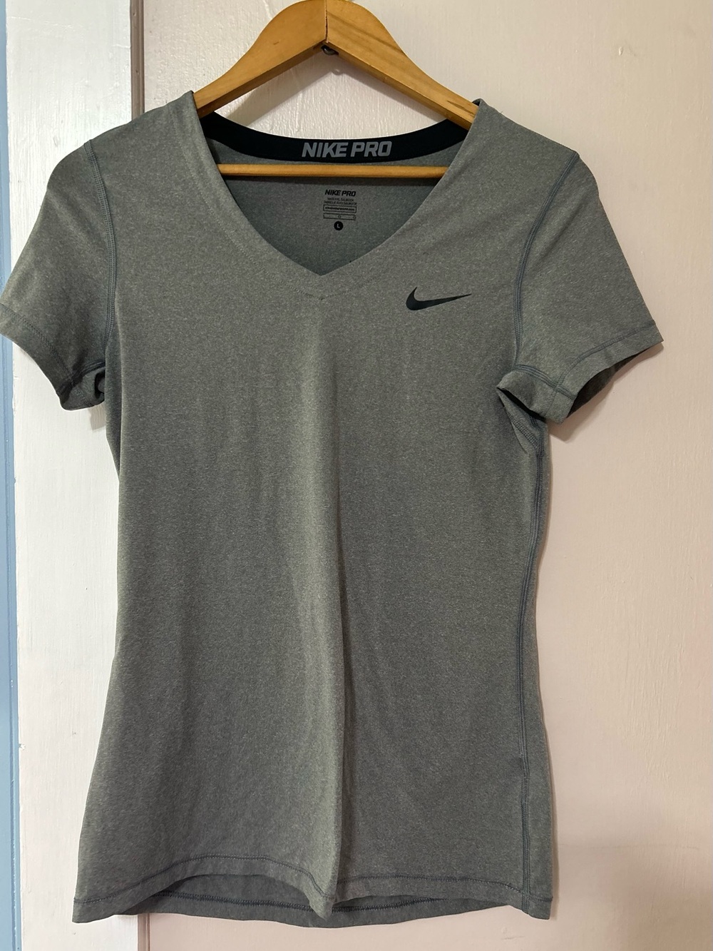 Nike Gray V-Neck Short Sleeve Performance Tee